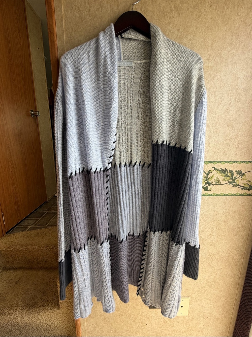 Hannah Rose Cozy Colorblock Open Front Women's Cardigan Sweater Size XL